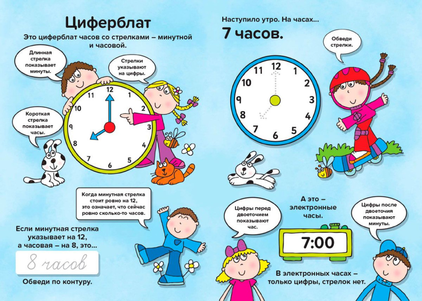 Который час? Определяем время. Многоразовые прописи фото 2