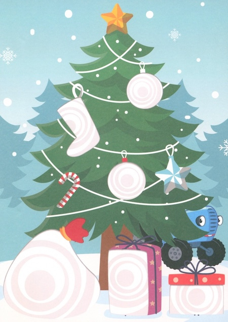 Зимние аппликации Вырезаем и клеим. Синий трактор фото 2